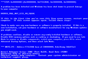 Computer blue screen errors and repairs